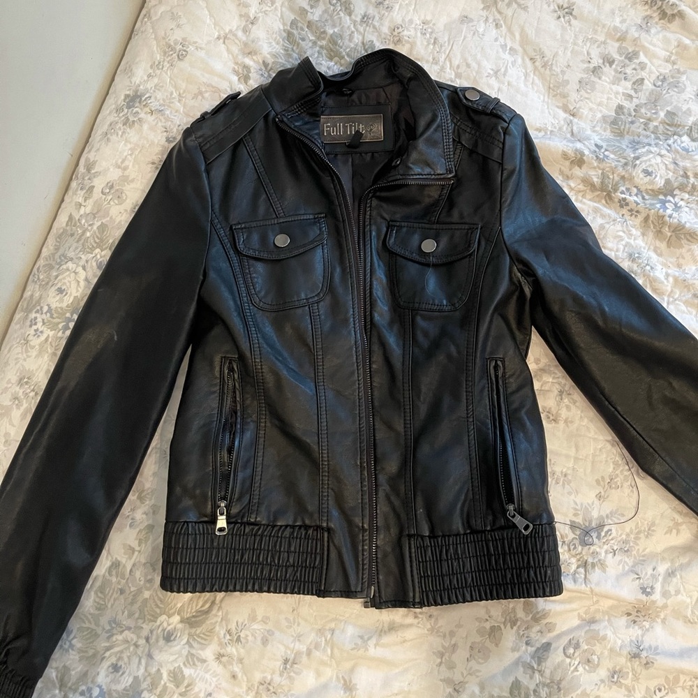 Full Tilt Black Leather Jacket Size Medium